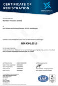 Northern Precision Ltd ISO9001 Certification.